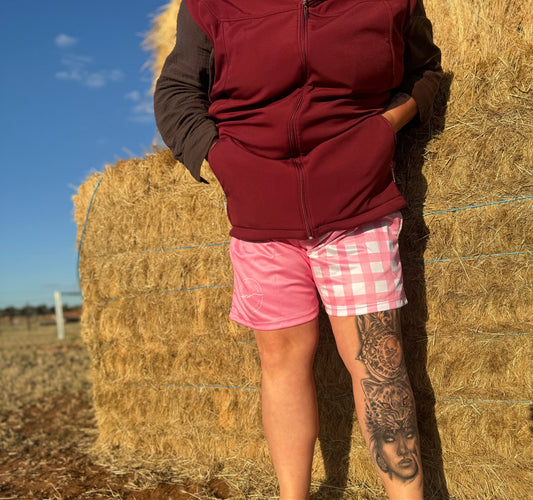 Checkered Pink Rugby Shorts